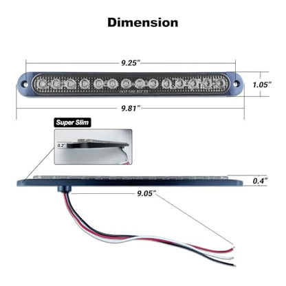 10" White Trailer LED Reverse Lights Bar Strip Truck Bed Backup Lights Rear Running Side Marker for Truck RV Aluminum Alloy Base, 15 LEDs 2Pcs - color: White