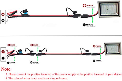 Battery Alligator Clips,10AWG Battery Charger Clamps.SAE Quick Release Adapter to Alligator Clips.Sae to Alligator Clips Extension Charging Cable for Cars Motorcycles. - size: 10AWG Battery Alligator Clips