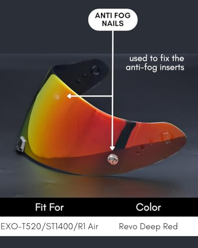 Compatible With EX0 T520 Motorcycle Helmet Visor R1 Air Face Helmet Shield Replacement ST1400 Tinted Visor (Revo Deep Red) - color: Revo Deep Red