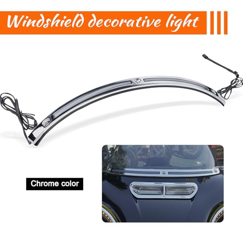 LED Running Turn Signal Light Windshield Windscreen Trim Fit for Harley 2014+Touring Electra Glide Street Glide Ultra Limited (Chrome Windshield Trim, LED Running/Turn Signal, Smoke Lens) - color: Chrome