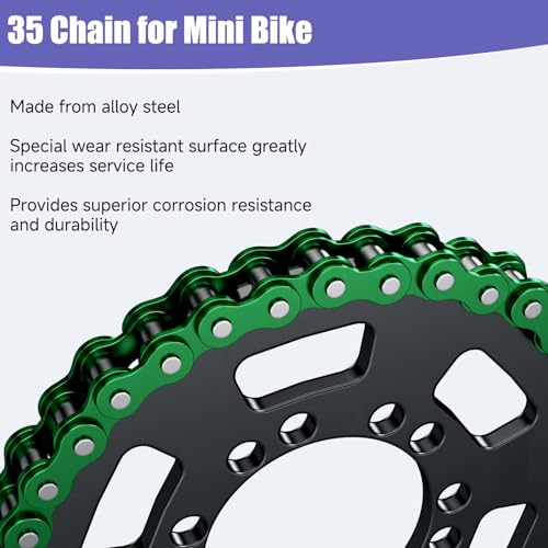 35 Chain Mini Bike with Chain Breaker Compatible with Coleman CT100U CC100X Baja Doodlebug DB30 Motovox MBX10 MBX11 Predator 97cc 100cc Mega Moto 80cc 105cc Minibike Go Kart Powersports Parts - color: Green