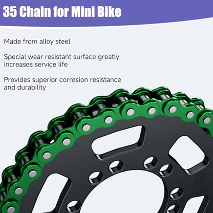 35 Chain Mini Bike with Chain Breaker Compatible with Coleman CT100U CC100X Baja Doodlebug DB30 Motovox MBX10 MBX11 Predator 97cc 100cc Mega Moto 80cc 105cc Minibike Go Kart Powersports Parts - color: Green