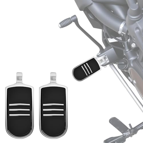 Motorcycle Foot Pegs, 10mm Highway Passenger Footboard Footpegs Male Mount Foot Rest Pedal Streamliner Style Fit for Harley Davidson Touring Street Glide Softail Dyna Sportster(Chrome) - color: Chrome, size: Style#1