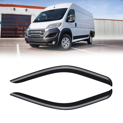 Rain Guards for Ram ProMaster 2014-2025, Out-Channel Window Visor Shields Vent Deflector Shade Wind Dark Smoke 2015 2016 2017 2018 2019 2020 2021 2022 2023 2024, Tape-On Outside-Mount, 4PCS - style: For 2014-2025 | Ram ProMaster | Out-Channel