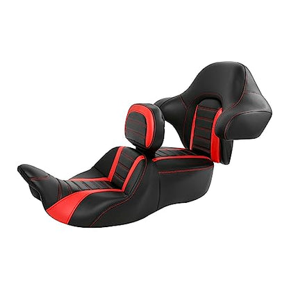 Hammock Driver Passenger Seat with Rider Sissy Bar Backrest and King Tour Trunk Backrest Pad fit for Harley Touring Road King Street Electra Glide 2014-2023 - color: B# Orange2