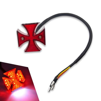 1 PC Cruiser Cross Rear Light, LED Rear Tail Brake Light, Motorcycle Driving Lights, License Plate Light, Universal for Dirt Bike Cruiser Bike Motorcycle ATV (Red)