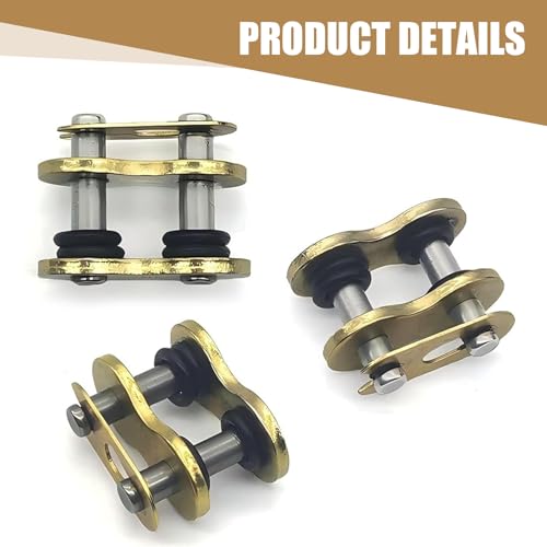 Downhill 4 PCS 520 Chain Master Link, Metal Chain Connecting Links with O-Ring, Heavy Duty Masterlink Connector Replacement, Universal for Motorcycle, Dirt Bike (Gold)