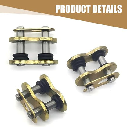 Downhill 4 PCS 520 Chain Master Link, Metal Chain Connecting Links with O-Ring, Heavy Duty Masterlink Connector Replacement, Universal for Motorcycle, Dirt Bike (Gold)