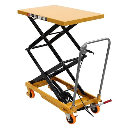 330lbs Capacity Hydraulic Scissor Lift Table with Locking 4 Wheels, Single Scissor Hydraulic Lift Table, Stable Motorcycle Scissor Jack Stand with 51in Max. Lift Height (45in Lift Height)