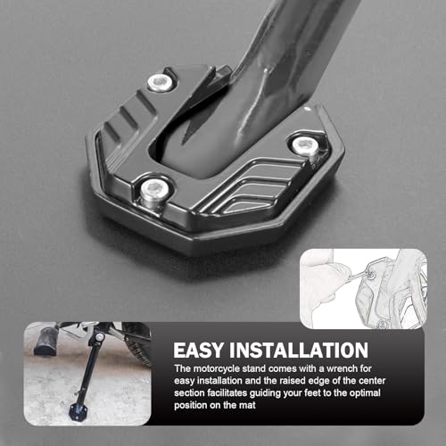 1 PC Motorcycle Kickstand Pad, Anti-Sink Side Parking/Stand Extension Plate, Non-slip Foot Mount with Enlarged Bottom, Universal Support Pad Modification Accessory, for Motorcycles (Black)