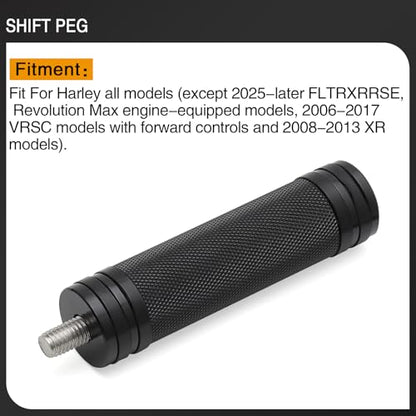 Motorcycle Extended Shifter Peg Toe Foot Shift Peg for Harley Softail Sportster Dyna Touring Road King Street Glide Road Glide Fat Bob (Black) - color: Black