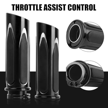 JMTBNO Motorcycle Grips 1" 25mm Handlebar Hand Grips Compatible with Harley Touring Road King Street Glide Electra Glide Road Glide Street Bobber Softail Fatboy - color: Black