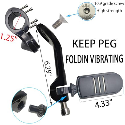 Highway Pegs for Harley Davidson, Universal Motorcycle Footrest, 1.25" Engine Guard Mount,Long Black Aluminum, Anti-Slip Design | Highway Footpegs Universa 1.25" Engine Guard Mount,Long Black Aluminum, Anti-Slip Design