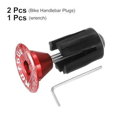 HARFINGTON Bike Handlebar End Plugs Aluminum Bar End Caps 16-21mm Adjustment Expanding Locking with Tool for MTB Road BMX Fixed Gear Bike, Red - color: Red