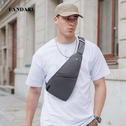 FANDARE Lightweight Sling Bag Men Chest Pack with Reflective Strips Women Versatile Motorcycle Crossbody Bags Cover Shoulder Carry Body Wallet for Hiking Running Outdoor Travel Daypacks Grey - color: Grey