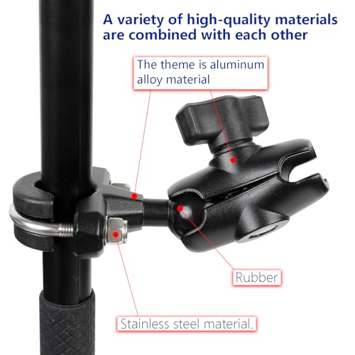 Motorcycle Handlebar Mount Combo: 1-Inch Ball U-Bolt Base & Short Double Socket Arm, Aluminum Alloy, Compatible with RAM Mounts B-Size Components , Fits 0.5"-1.3" Bars - style: U-Bolt Base w 2.36" Arm