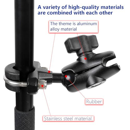 Motorcycle Handlebar Mount Combo: 1-Inch Ball U-Bolt Base & Short Double Socket Arm, Aluminum Alloy, Compatible with RAM Mounts B-Size Components , Fits 0.5"-1.3" Bars - style: U-Bolt Base w 2.36" Arm
