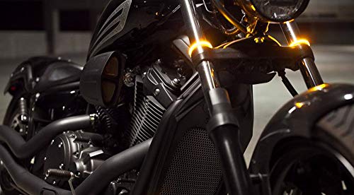iJDMTOY Universal Wrap Around Mount Amber LED Turn Signal Light Strips Compatible with Motorcycle Fork or ATV UTV Rollbar - color: Amber