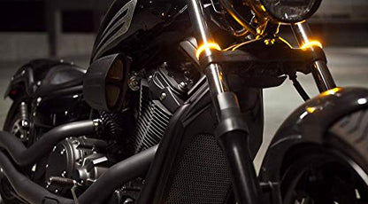 iJDMTOY Universal Wrap Around Mount Amber LED Turn Signal Light Strips Compatible with Motorcycle Fork or ATV UTV Rollbar - color: Amber