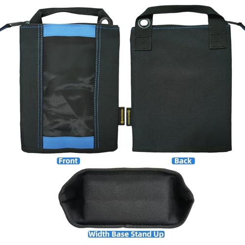 MELOTOUGH Utility Canvas Zipper Tool Bag - Fastener Bag Heavy Duty Mesh Window, Hanging Grommets (Blue 2 pack） - color: Blue color