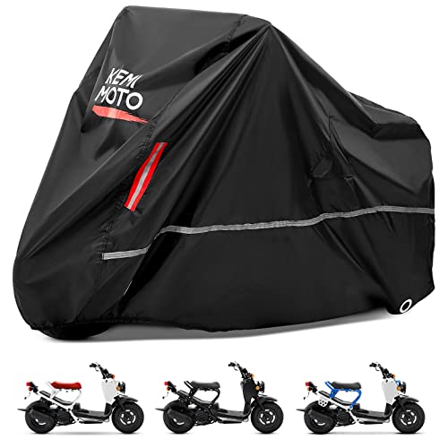 KEMIMOTO Motorcycle Cover Waterproof & Windproof Compatible with Ruckus Super Cub Navi Grom Scooter Outdoor & Indoor with Lock-Holes All Weather Protect from Dust Sunlight Rain - color: Black, size: Scooter