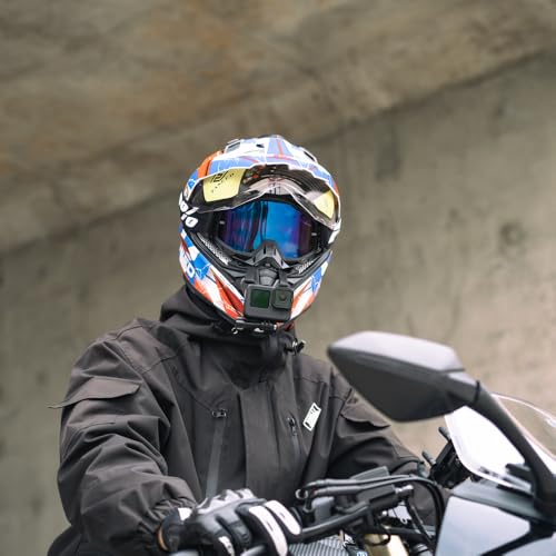 DJI Action 6 Helmet Chin Mount, Motorcycle Chin Strap Attachment with Extension Arm Dirt Bike Holder Compatible with GoPro Hero 13/12/11/10,DJI Osmo Action 6 2 3 4 5 pro - color: X-shaped Chin Mount