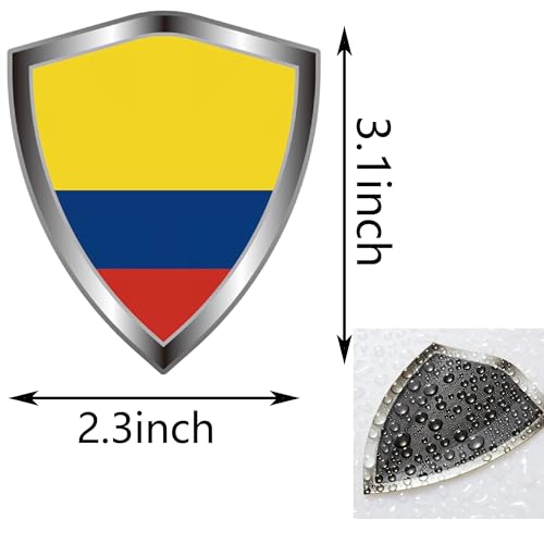 Colombia Flag Decal Sticker - Colombiana Flags Shield Shape Reflective Vinyl Car Stickers - for Car Window Bumper Laptop Waterproof Sticker (5Pcs) - color: Colombia