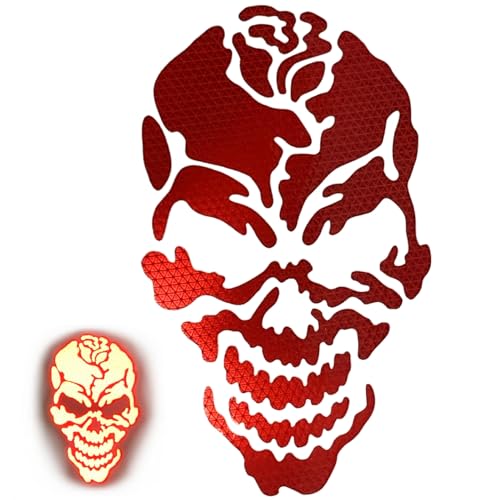 customTAYLOR33 High Intensity Reflective Skull Rose Decal (Premium Quality) / Multiple Colors/Vehicle & Helmet Compatible/Nighttime Visibility (Red, 10 inch X 6 inch) - color: Red, size: 10 inch X 6 inch