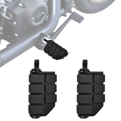 10MM Motorcycle Highway Pegs, Passenger Footpegs Male Mount Aluminum Foot Rest Pedal Compatible with Harley Touring Street Glide Road King Road Electra Glide Sportster Dyna Softail (Black) - color: 3#Black