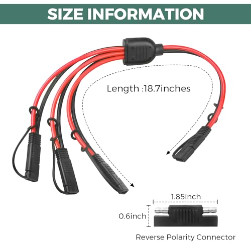 10AWG SAE Y Splitter Cable, 1 to 3 SAE Quick Disconnect Adapter | DC Power Automotive Extension Cord, Heavy Duty, 3-Way SAE Connector,For Car Motorcycle RV Solar Battery Connection - size: 10AWG 3Way Splitter