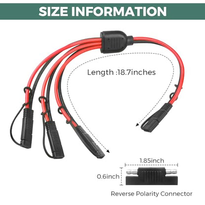 10AWG SAE Y Splitter Cable, 1 to 3 SAE Quick Disconnect Adapter | DC Power Automotive Extension Cord, Heavy Duty, 3-Way SAE Connector,For Car Motorcycle RV Solar Battery Connection - size: 10AWG 3Way Splitter