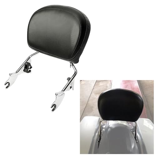 ECOTRIC Detachable Passenger Backrest Sissy Bar Compatible with 2009-2024 Harley Touring Road King Street Glide Road Glide Electra Glide Rear Pad Chrome