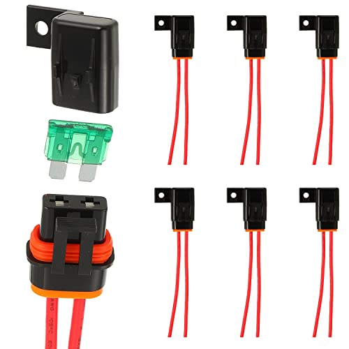 Inline Fuse Holder Waterproof 12 AWG Gauge Wiring Harness ATC/ATO 30 AMP Blade Fuse Holder for Vehicle, Marine, Heavy Duty Bus Power System（6 Pack）