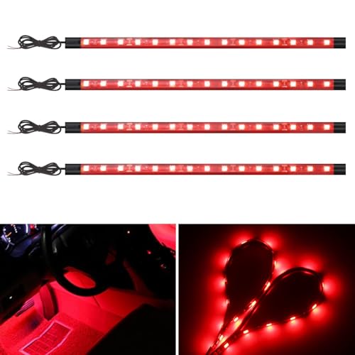 YM E-Bright Car Led Strip Lights for Golf Cart Underglow Motorcycles Marine Boat Kayak Interior Exterior 5050 Chipset 15SMD Waterproof IP67 12V,Red(Pack of 4) - color: Red