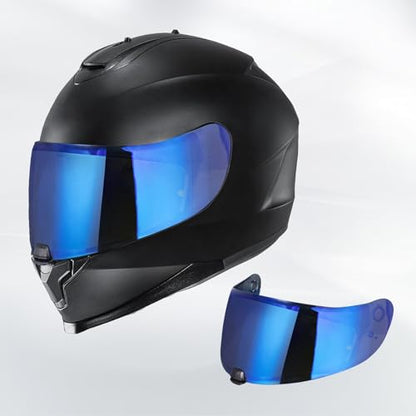 C70 Helmet Visor Replacement Face Shield Compatible with C70/ HJ20M/ FG-17/ FG-ST/IS-17 Motorcycle Helmets (Chrome Blue) - color: Chrome Blue