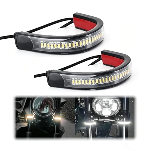 2PCS Motorcycle Turn Signals LED,Dual-Color Fork Motorcycle Blinkers as Turns Signal & Daytime Running Lights,Waterproof Motorcycles Rear Turn Signals Motorcycles Accessories