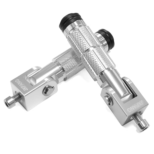 Universal Motorcycle Bicycle Folding Passenger Foot Pegs M8 Rearsets Rear Set Footrests Footpeg Foot Rest Peg Pedals For Bike Install Hole 8mm (A-ZDJT-012-SIilver) - color: A-ZDJT-012-SIilver