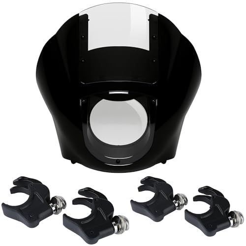Clear Windshield Fairings Quarter Head Fairing Windshield with 41mm Fork Clamps Fit for Harley Sportster XL883 XL1200 - color: Clear Windshield + 41mm Black Clamps