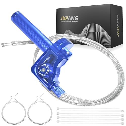 Universal 7/8" Big Twist Throttle Assembly, Dual Push-Pull Cable with Transparent Window for 110-650cc Dirt Pit Bike, Motocross, ATV & Quad, CNC Aluminum Quick Twister Throttle Grip (Blue) - color: Blue