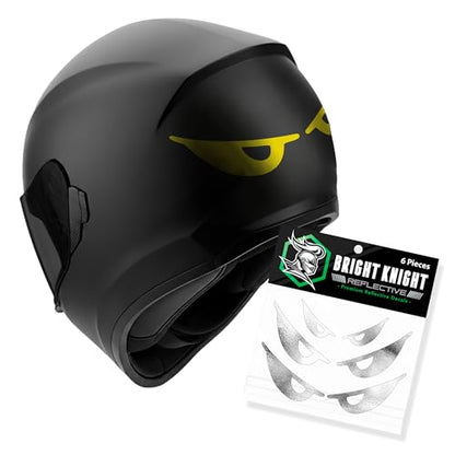 Bright Knight Decals Reflective Evil Eye Stickers, 6" x 3" Yellow Evil Eye Motorcycle Decals & Graphics for Bike & Motorcycle Helmet Stickers, Made in USA, 3 Pairs - color: Yellow