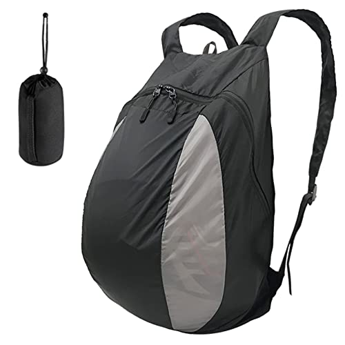 Peicees Motorcycle Helmet Bag Folding Lightweight Motorcycle Backpacks for Men Waterproof Large Capacity Cycling Motorcycle Helmet Backpack Riding Storage Bags - color: A Black