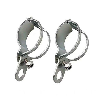 1pair Metal Motorcycle Modified Turn Signal Light Indicator Mount Bracket Clamp 30-45mm (Chrome) - color: White