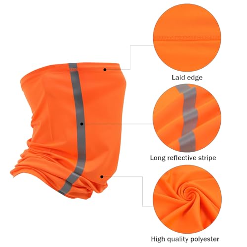 TCCFCCT Hard Hat Sun Shade, Full Brim High Visibility Sun Visor Neck Shield and Bandana Face Scarf with Construction Arm Sleeves, 3 Packs, Orange, Large, TCMY-01 - color: Sun Shade 1+bandana 1+sleeves 1pair Orange