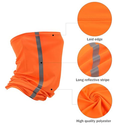 TCCFCCT Hard Hat Sun Shade, Full Brim High Visibility Sun Visor Neck Shield and Bandana Face Scarf with Construction Arm Sleeves, 3 Packs, Orange, Large, TCMY-01 - color: Sun Shade 1+bandana 1+sleeves 1pair Orange