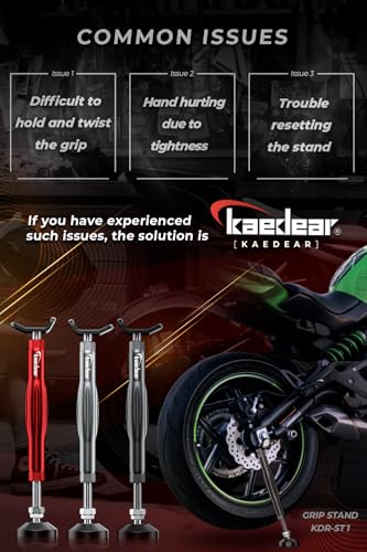 KAEDEAR Motorcycle Maintenance Stand with Brake Holder, Aluminum, Easy Wheel Rotation, Easy Turn, Ergonomic, For Chain Cleaning, Lubrication and Service, Grip Stand KDR-ST1 (Black) - color: Black
