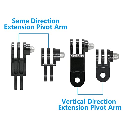 3-Way Adjustable Extension Pivot Arm Straight Joints Adapter Mount Kit for GoPro Hero13, 12, 11, 10, 9, 8, 7, 6, 5, 4, 3+, 3, Same Direction and Vertical Direction, Long Thumb Screws (8pcs)