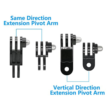 3-Way Adjustable Extension Pivot Arm Straight Joints Adapter Mount Kit for GoPro Hero13, 12, 11, 10, 9, 8, 7, 6, 5, 4, 3+, 3, Same Direction and Vertical Direction, Long Thumb Screws (8pcs)