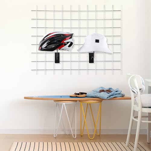 Kigley Metal Gridwall Hooks, 3.2 inch Hat Helmet Rack, Retail Display Shelves Organizer, Wall Fixtures, Accessories for Home Retail Shop(Black,12 Pcs)