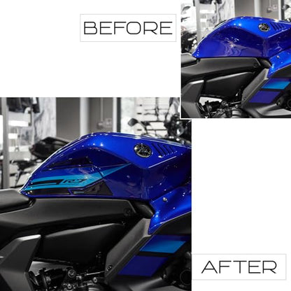 Resin Bike Motorcycle Stickers Compatible with Yamaha YZF R7 2021-2025 Icon Blue. Tank Side Protections from Bumps and Scratches, Resin Stickers with 3D Effect Made in Italy
