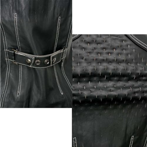 Milwaukee Leather MLL4507 Women's Black Leather Purple Accented Laser Cut Vented Scuba Style Motorcycle Rider Vest - size: XX-Large